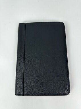 Bond Street Black Faux Leather Padfolio Folder Holds 5.5x8.5 Pad Pen & ID Holder